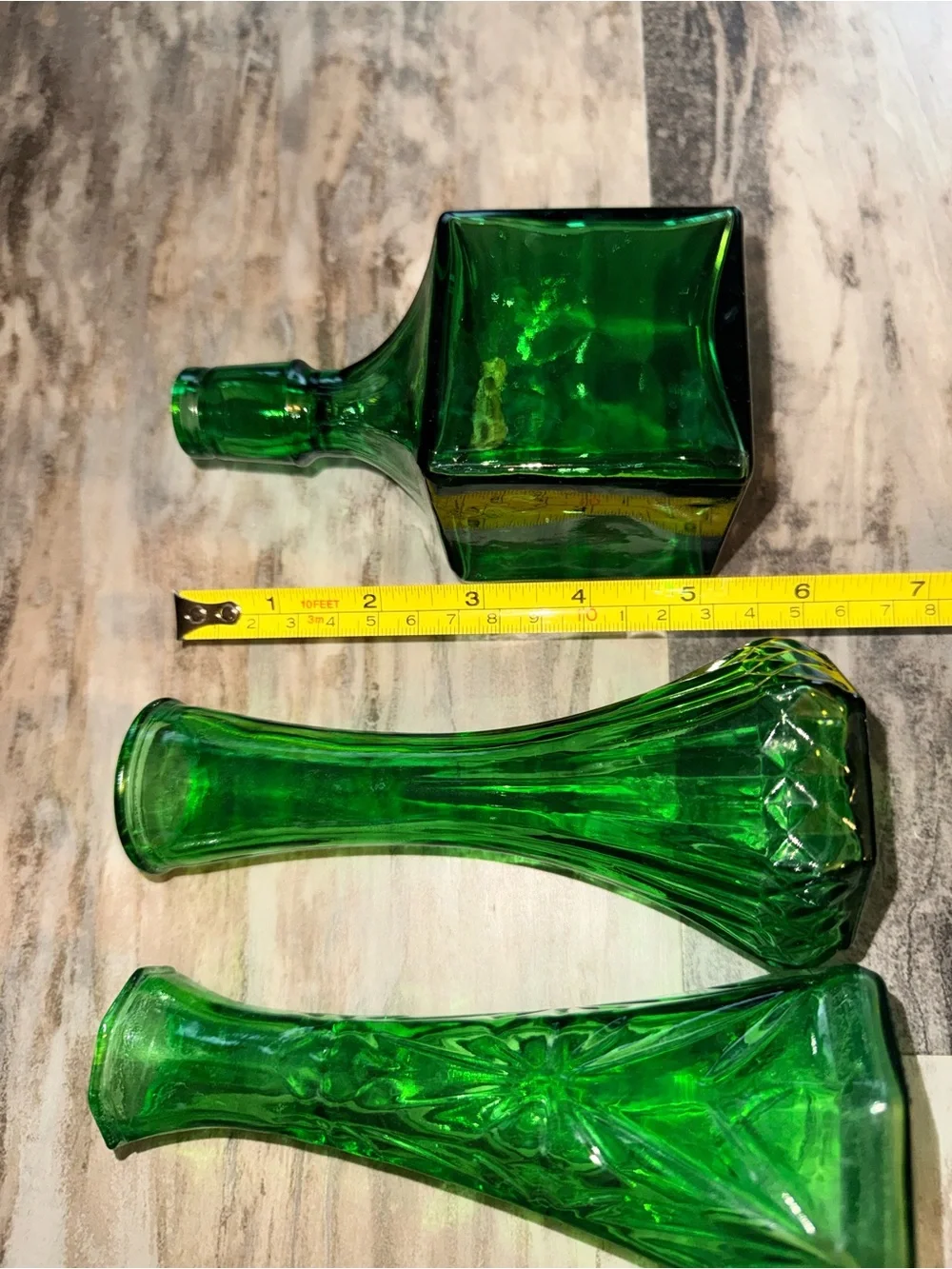 Green Glass Decorative Flower Bud Vases - Set of 4